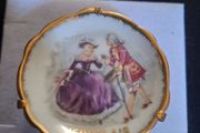 Vintage Limoges France Miniature Plate Jean Feuillade Courting Couple with Stand 5cm