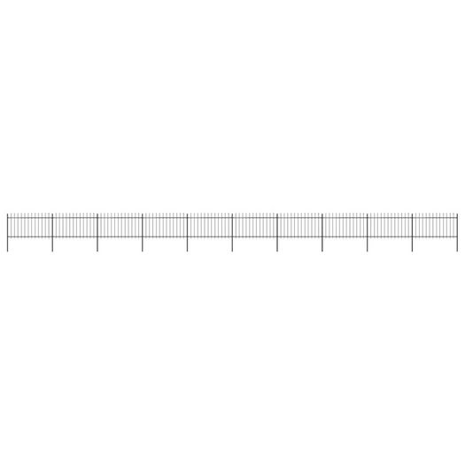 Garden Fence with Spear Top Steel 17x1 m Black