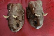Heavy wooden hanging elephant heads