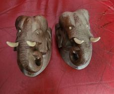 Heavy wooden hanging elephant heads
