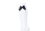 White children's knee socks with  bow