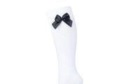 White children's knee socks with  bow