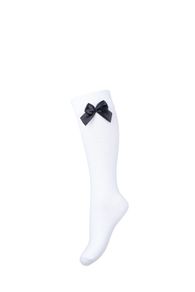 White children's knee socks with  bow