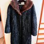 Black Persian Lamb (Karakul) Fur Coat with Mink Collarol Image 2