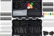 NEW SALE | 278pcs Carp Fishing Tackle Job Lot in Box Clips Hooks Quick Change Swivel Links Shrink Tubes Corn Rubbers Terminal Tackles Green Black