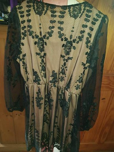 Plus lace plunge skater dress