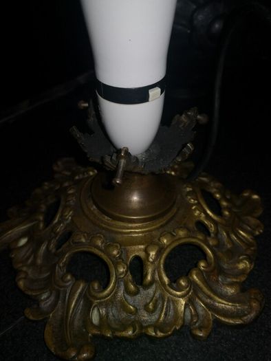 Beautiful Art Noveau blue glass and brass lamp