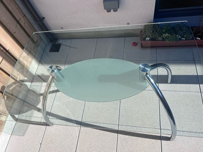 Glass and chrome dining table