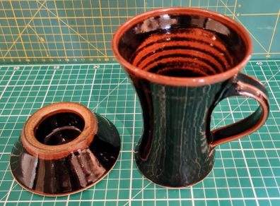 Louis Mulcahy Tenmoku design Coffee Mug and Tenmoku Night Light