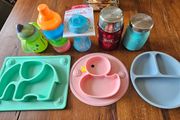 Baby Toddler bottles, plates &amp; thermos Flask bundle
