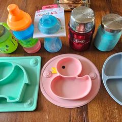 Baby Toddler bottles, plates & thermos Flask bundle