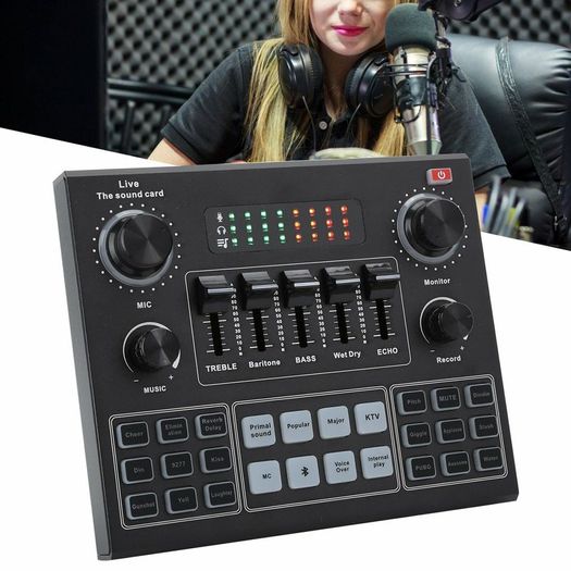 New Pro Sound Card, Multifunctional Live Sound Card, V Bluetooth Sound Card Stereo Audio Mixer for Computer Game Mobile Phone Live Broadcast, for Computer Game, Mobile Phone ,Live Broadcast