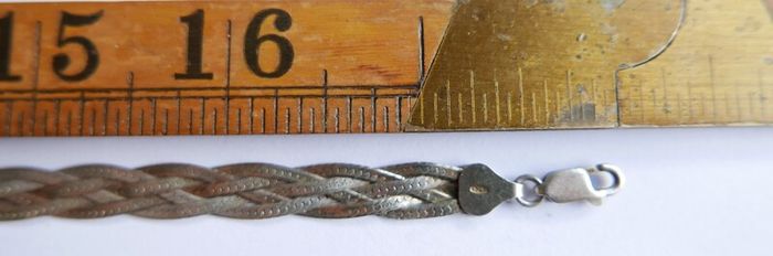 Vintage 925 Sterling Silver 5 Strands Braided Made in ITALY Necklace, length 18" - 16,1g