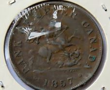 1857 Half Penny | Bank of Upper Canada | Doubling mint error