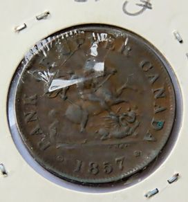 1857 Half Penny | Bank of Upper Canada | Doubling mint error