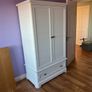 White double door high wardrobe with bottom drawer and shelf Image 2