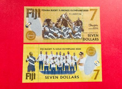 Fiji  7 Dollars  2020  Pick 122 Commemorative Issue Rugby   ( Uncirculated )