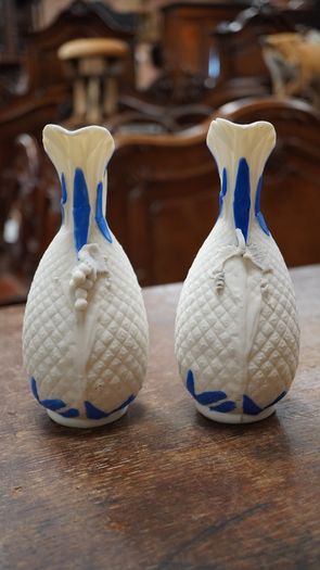 Pair of Victorian Parian Ware Ewers