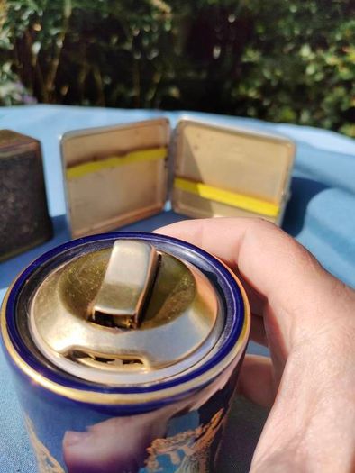 Vintage Colibri table lighter and Two cases