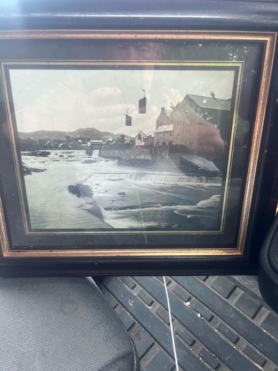 Black and white picture of the mill Rare jute bag framed .W&T.T .Pollexfen &Co LTD . Ballisdare co Sligo
