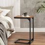 C-Shaped Side Table, Bedside Table, Sofa Side Table, Coffee Table, with Metal Frame, Industrial, for Living Room, Bedroom, Rustic Brown and Black Image 2