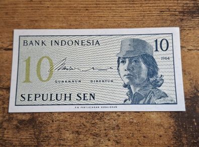 Indonesia, 10 Sepuluh Sen 1964 banknote, uncirculated - free standard postage