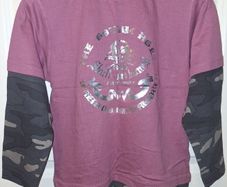 SALE!  Purple Long-Sleeve Top with Camo Details