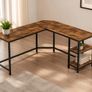 L Shaped Computer Desk with Storage Shelves Corner  Home Office Desk Image 4