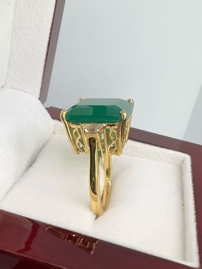 Gold plated Verde Onyx & White Zircon Ring 14K Gold Plated
