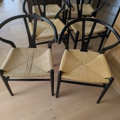 Set Of 6 Wegner-style Wishbone Dining Chairs