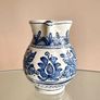 Vintage Blue & Cream Pottery Water Pitcher Jug, Korond, Transylvania Image 7