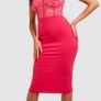 Pink Lace Bandeau Midi Dress Brand New Image 2