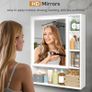 Bathroom Mirror Cabinets Wall Mounted  Expanded Spacious Storage HD Mirror Cabinet with 3-COLOR & Dimming LED Lights Anti Fog Memory Function  Adjustable Shelves, Touch Sensor,535by700by150mm Image 3