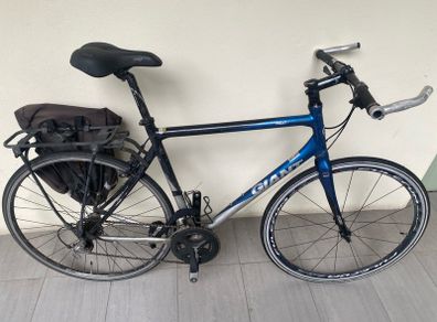 Giant road bike (size L) with pannier rack