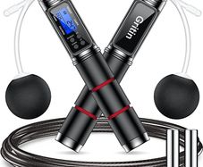 Rope with Counter, Gritin Digital Speed Jump Rope for Kids Adults Fitness, Tangle-free Adjustable Rope, Weighted & Non-slip Handle for Exercise, Fat Burning, Workout Home Jumping,Boxing (FREE POSTAGE)