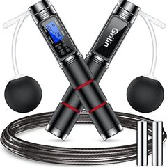 Rope with Counter, Gritin Digital Speed Jump Rope for Kids Adults Fitness, Tangle-free Adjustable Rope, Weighted & Non-slip Handle for Exercise, Fat Burning, Workout Home Jumping,Boxing (FREE POSTAGE)