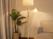 2 Head Mother and Child Standing Floor Lamp, 3000k Warm White, Gold Iron Reading Floor Lamps, Eye Care Floor Light for Living Rooms, Bedrooms, Office, Modern Pole Light with 2x LED E27 Bulbs