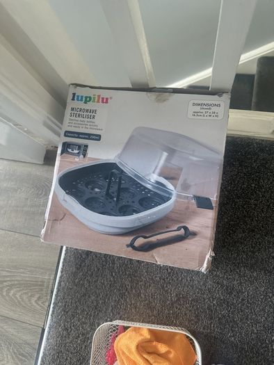 high chair and bottle steriliser
