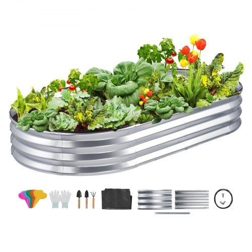 NEW SALE | Raised Garden Bed, 71.9 x 36.4 x 11 inch Galvanized Metal Planter Box, Outdoor Planting Boxes with Open Base, for Growing Flowers/Vegetables/Herbs in Backyard/Garden/Patio/Balcony, Silver