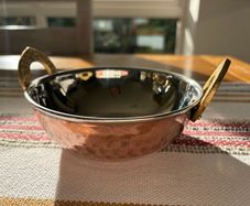 Copper bowls with solid brass handles 13cm