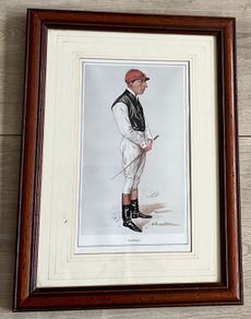 Vintage Framed Repro Print Jockey Fred Webb Wall Art Decor