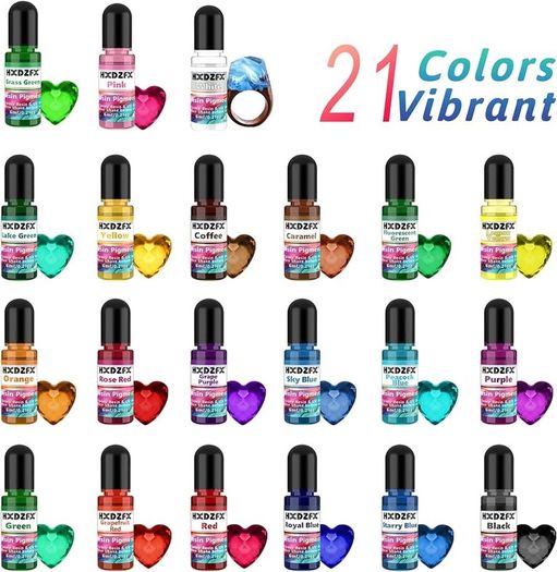 NEW SALE | 21 Colors Liquid Clear Epoxy Resin Colorant, 6 Colors Resin Glitter, Highly Concentrated Epoxy Resin Dye for DIY Jewelry Making, Resin Crafts(6ml Each)