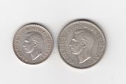 G.B.1944 &amp;1945. 1/-,&amp; 2/-, 50% Silver Coins ( no.439)