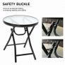 NEW SALE | 45CM Garden Round Table Foldable Dining Table with Safety Buckle Glass Tabletop Metal Covered Edge for Patio Garden Outdoor Indoor Space Image 5