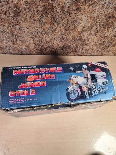 Vintage Son Ai Toys Motorcycle Police Jumbo Cycle Lights And Sounds 1984 Boxed Toy Collectable