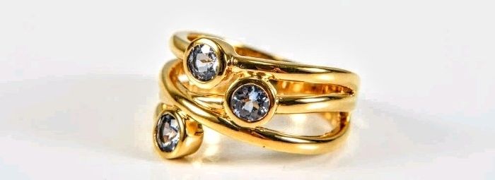 Heavy Tanzanite ring gold plated on sterling silver