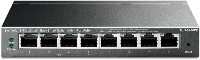 TP-Link TL-SG108PE 8-Port Gigabit Web Managed Easy Smart Ethernet PoE Switch (4 PoE Ports, 55 Watt Budget)