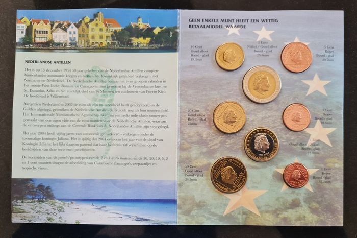 Netherlands Antilles 2004 Euro Probe Essai Trial Prototype 8 Coin Set