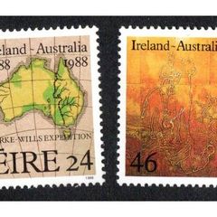 1988 Ireland Australian Bicentennial (Robert Burke and Map & "Eureka Stockade" Commemorative Stamps Mint Never Hinged (MNH)