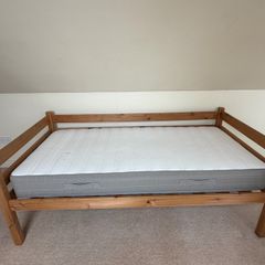 Solid Wood Single Bed Frame with IKEA mattress